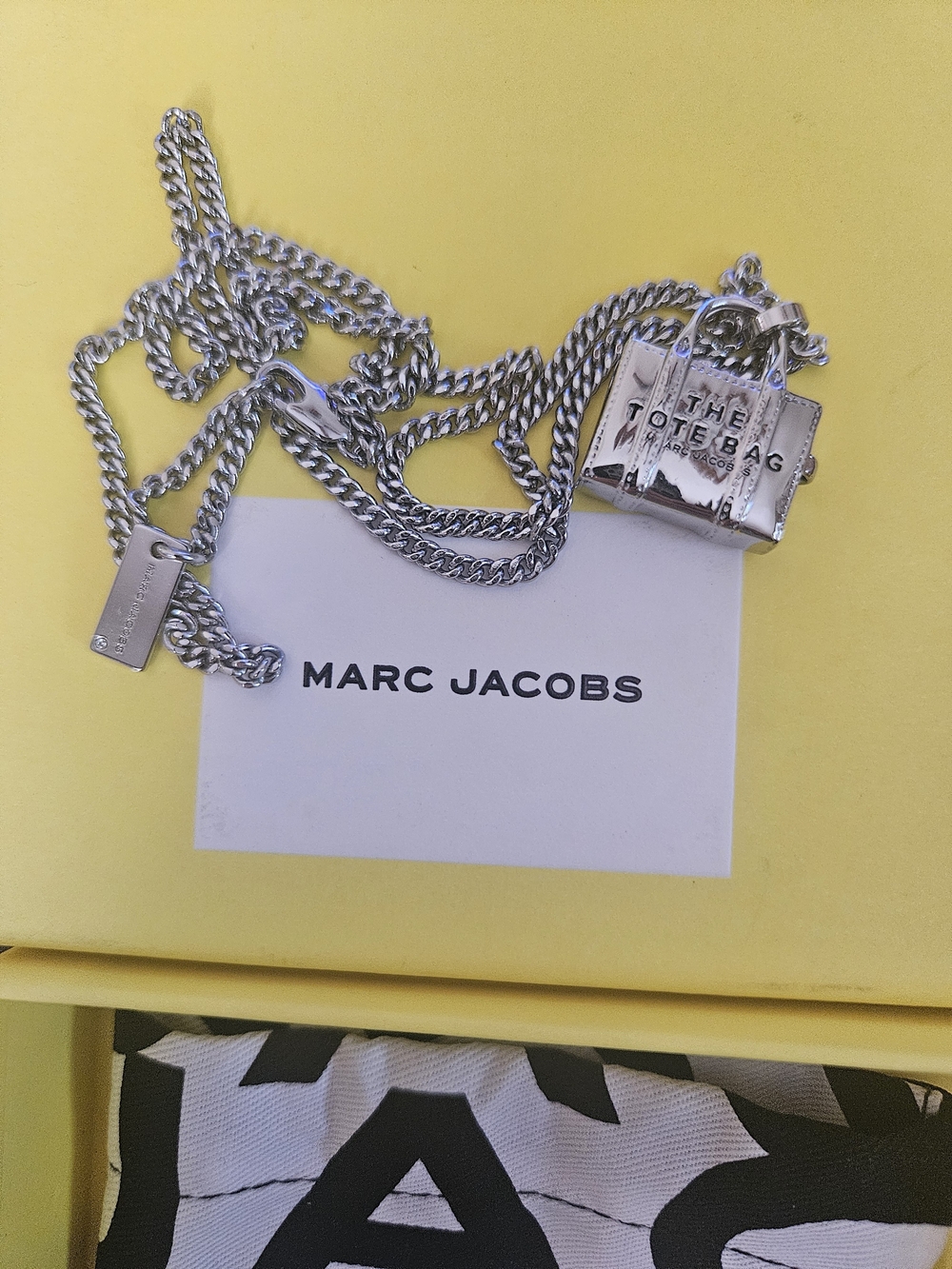 Marc Jacobs Silver Tote Bag Charm Necklace